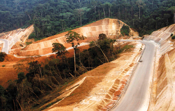 Brazzaville to Pointe-Noire highway in the middle of the forest